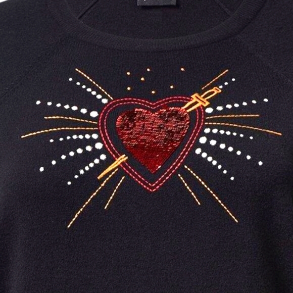 ❤️NWT VINTAGE TORRID SWEATER - HEART GRAPHIC EMBRIODERED & SEQUIN DETAIL SIZE 2X - Picture 2 of 9
